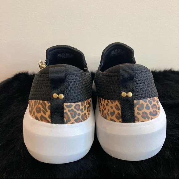 RYKA Sz 9.5W Surround Fit Slip  On Chunky Heel Canvas Animal Print Zipper Shoes - Picture 7 of 12